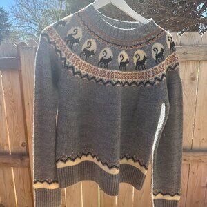 Kiel James Patrick Black Cat Crewneck Fair Aisle Sweater Size Small